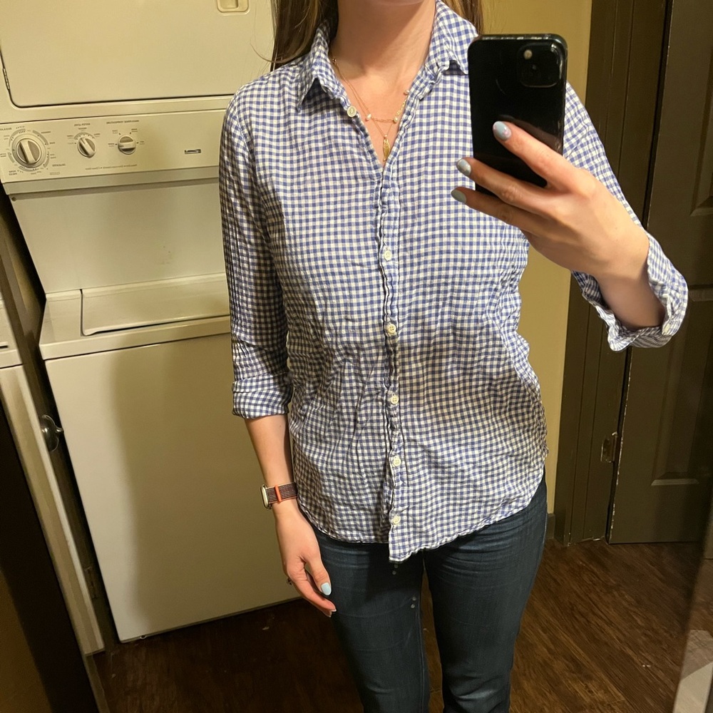 Blue and White Gingham Button Down